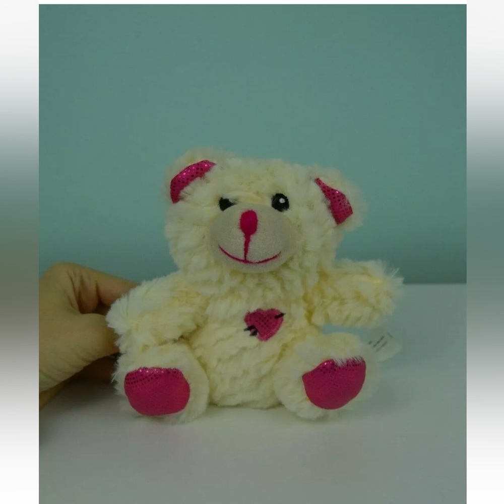 Greenbrier Teddy Bear Plush Stuffed Animal Toy Cream Off White Pink Heart